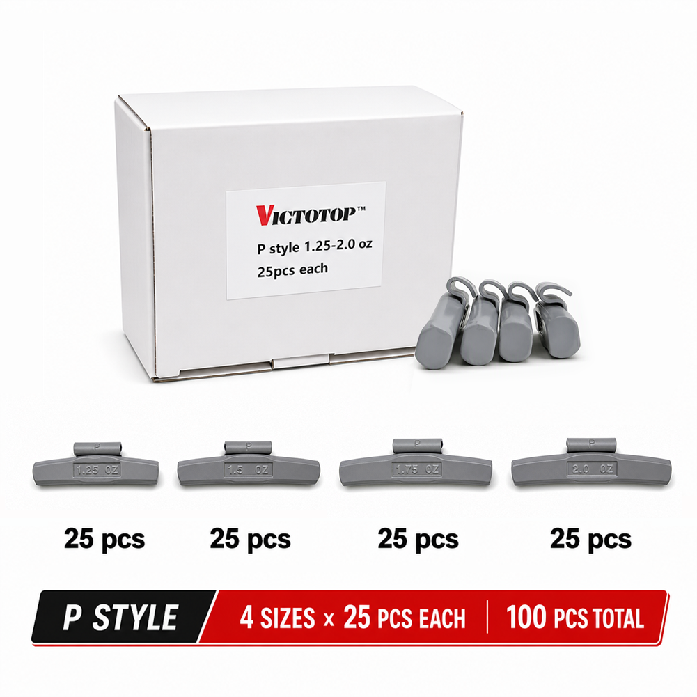100 Pcs 1.25 1.50 1.75 2oz ASSORTMENT CLIP-ON WHEEL WEIGHT BALANCE AW MC P STYLE