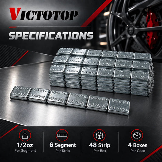 1/2oz 288pcs 48strips Steel Adhesive Stick-On Wheel Balance Weights Silver (view 2)