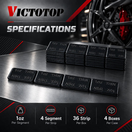 1oz 144pcs 36strips Steel Adhesive Stick-On Wheel Balance Weights Black 144oz (view 2)