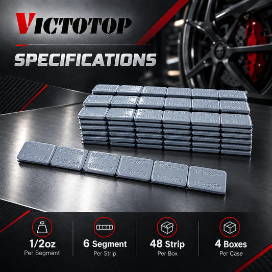 1/2oz 288pcs 48strips Steel Adhesive Stick-On Wheel Balance Weights Gray 144oz (view 2)