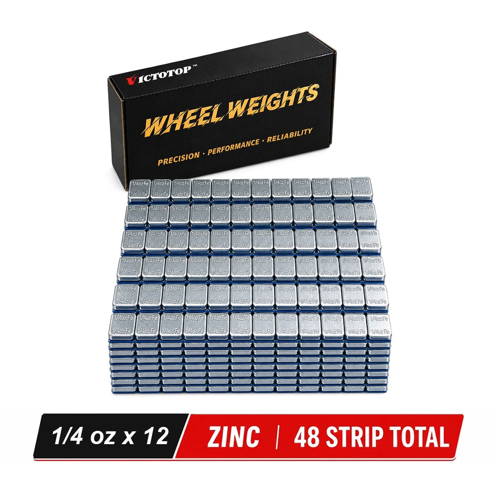 1/4oz 576pcs 48strips Steel Adhesive Stick-On Wheel Balance Weights Silver 144oz Box