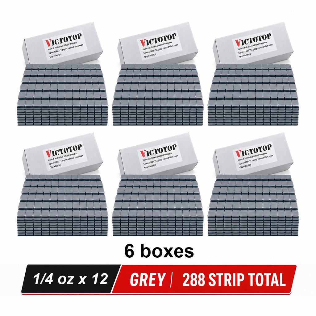 6 Box Set 1/4 oz Black Grey Zinc-Coated Stick-On Wheel Weights, Lead-Free Adhesive Tape — 54 lbs / 3456 pcs