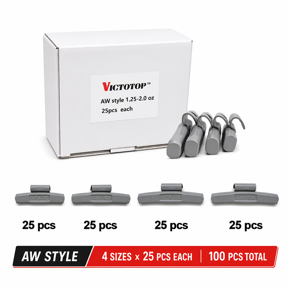 100 Pcs 1.25 1.50 1.75 2oz ASSORTMENT CLIP-ON WHEEL WEIGHT BALANCE AW MC P STYLE