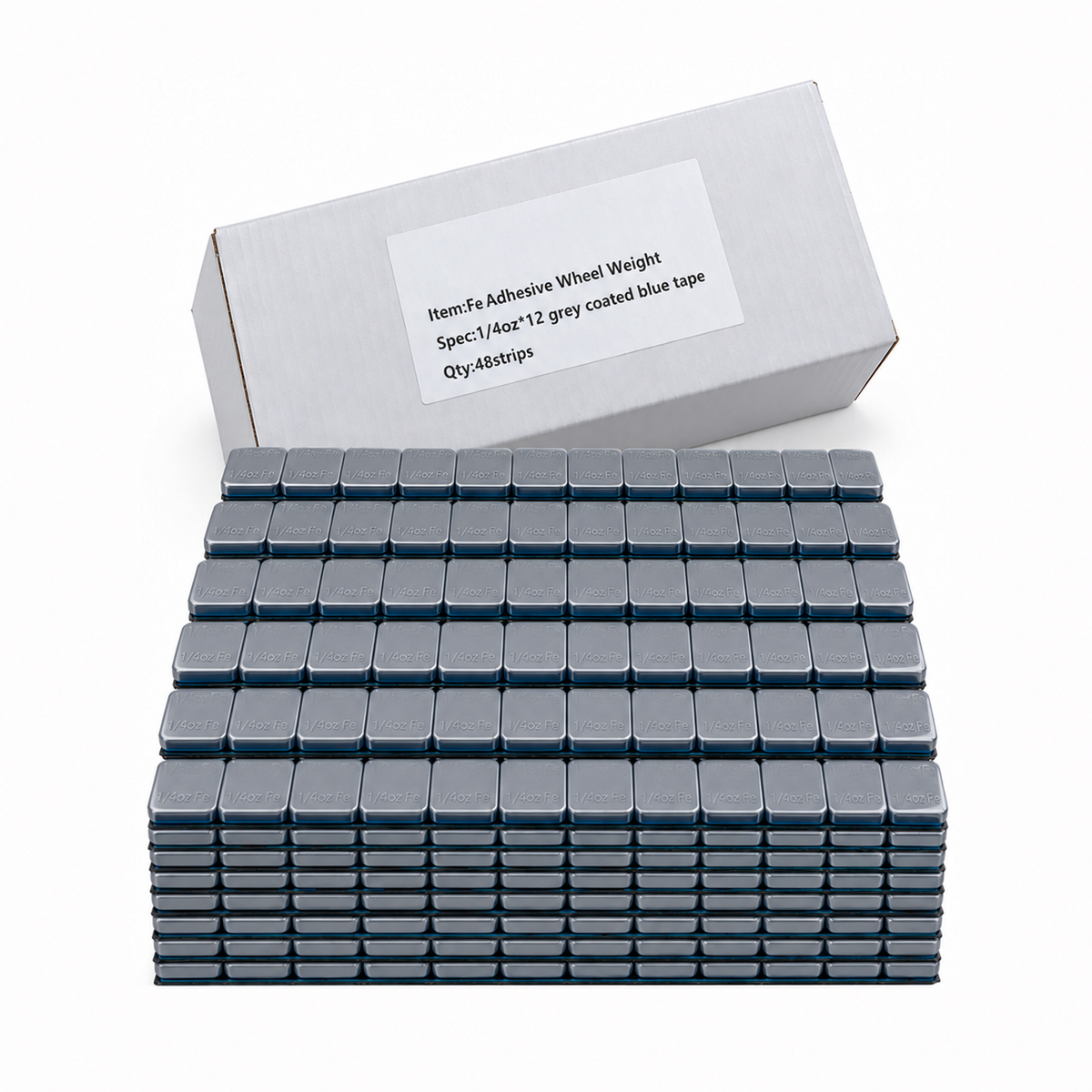 1/4 oz grey coated stick-on wheel weights, 48 strips per box