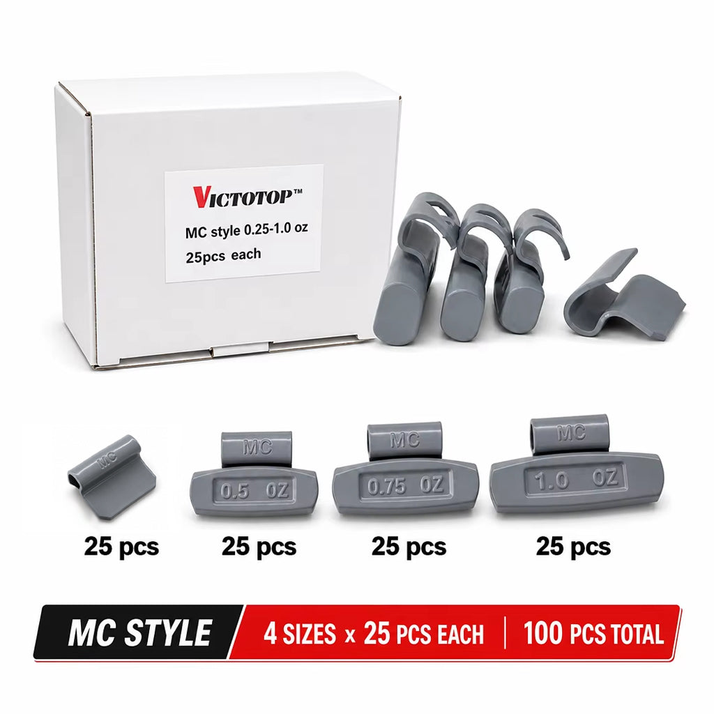 100 Pcs ASSORTMENT CLIP-ON WHEEL WEIGHT BALANCE AW MC P FN STYLE 0.25 0.50 0.75 1.00 oz