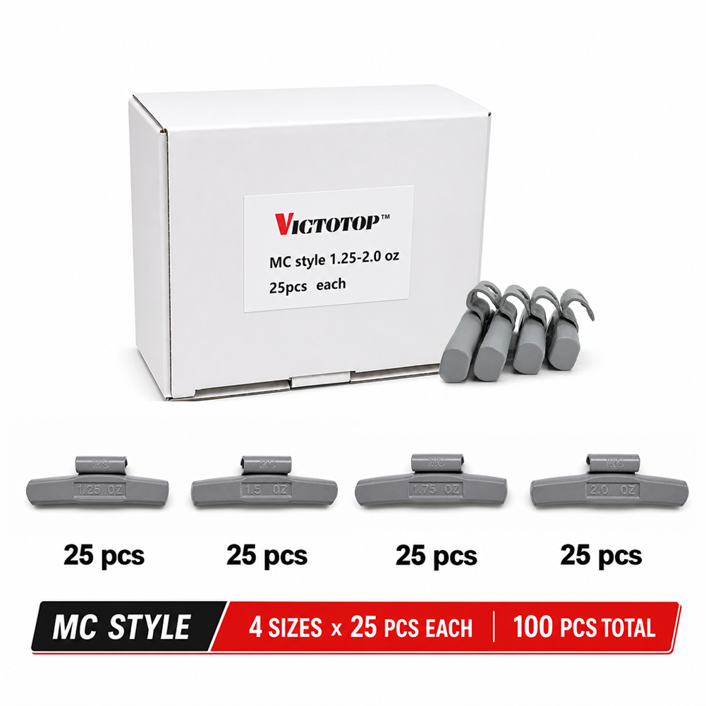 100 Pcs 1.25 1.50 1.75 2oz ASSORTMENT CLIP-ON WHEEL WEIGHT BALANCE AW MC P STYLE