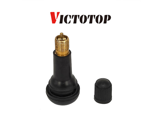 TR413 Snap-In Rubber Tire Valve Stem, 1.25" Height, Fits 0.453" Rim Hole – 50 pcs/Bag