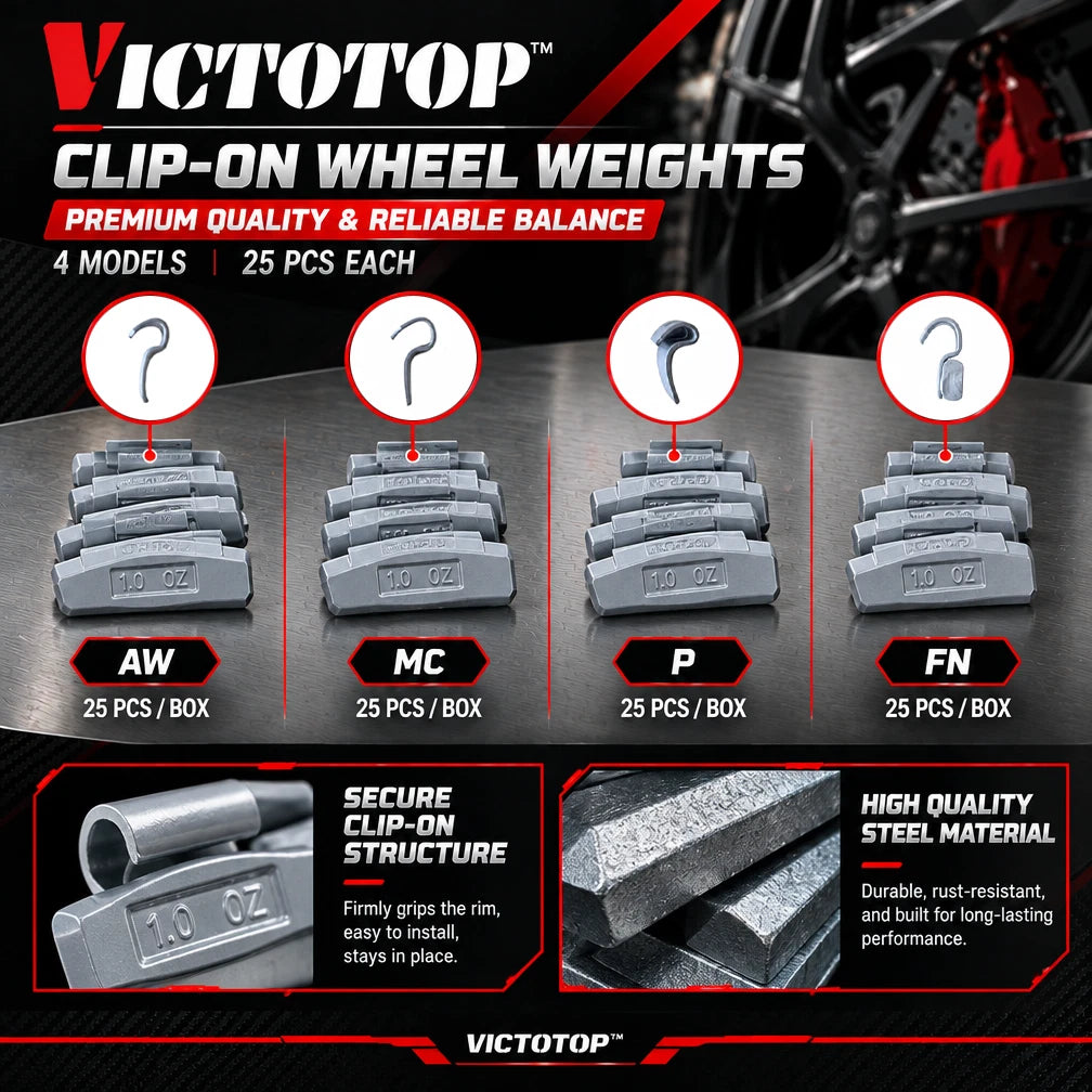 100 Pcs ASSORTMENT CLIP-ON WHEEL WEIGHT BALANCE AW STYLE 0.25 0.50 0.75 1.00 oz (view 3)