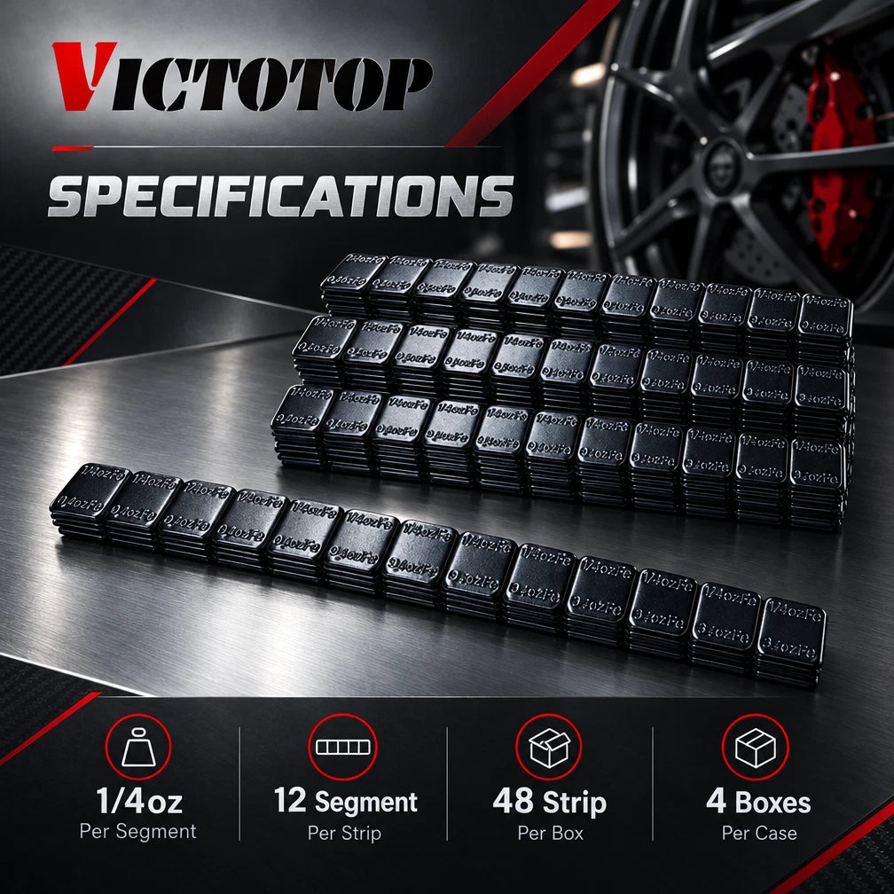 1/4oz 576pcs 48strips Steel Adhesive Stick-On Wheel Balance Weights Black (view 2)
