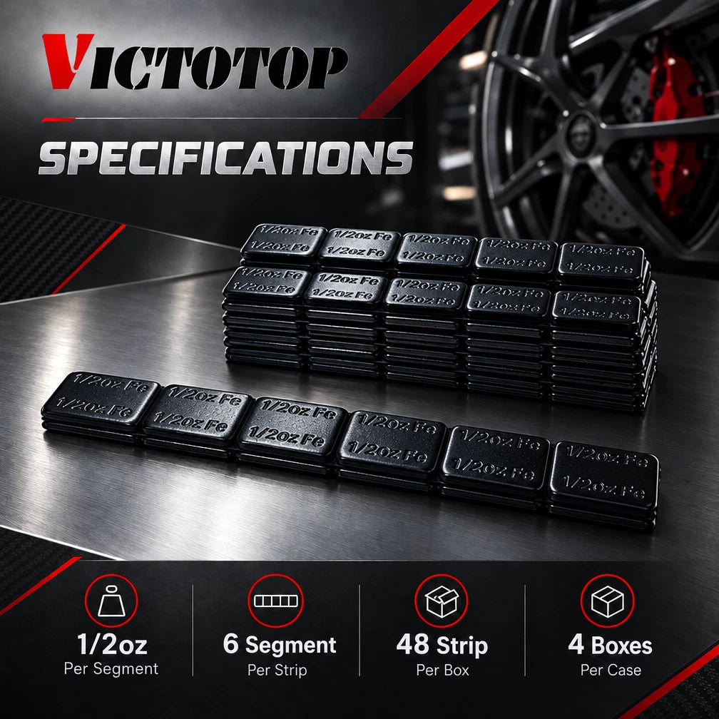 1/2oz 576pcs 48strips Steel Adhesive Stick-On Wheel Balance Weights Black (view 2)