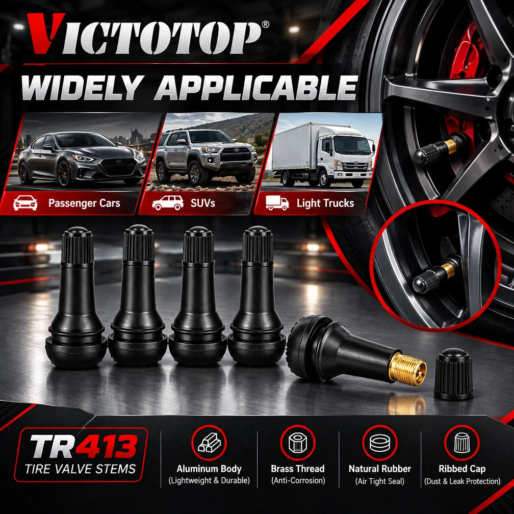 100-1000pcs Tire VALVE STEMS TR 413 Snap-In Car Short Rubber Tubeless Black Lot (view 5)