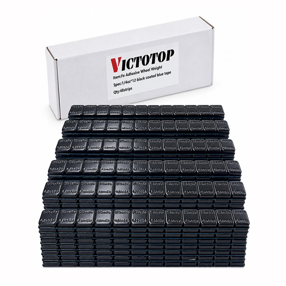1/4oz 576pcs 48strips Steel Adhesive Stick-On Wheel Balance Weights Black (view 7)