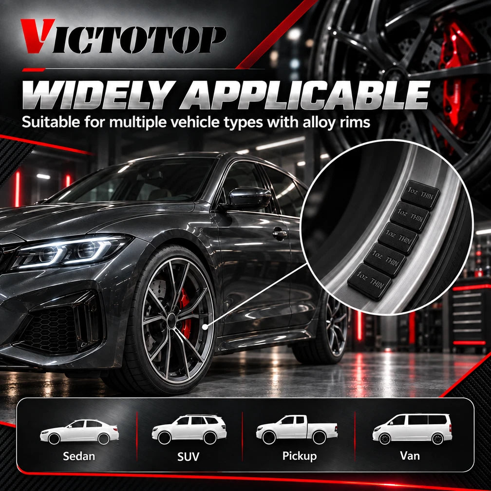 1oz 144pcs 36strips Steel Adhesive Stick-On Wheel Balance Weights Black 144oz (view 5)