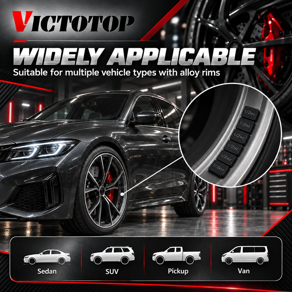 1/2oz 576pcs 48strips Steel Adhesive Stick-On Wheel Balance Weights Black (view 5)