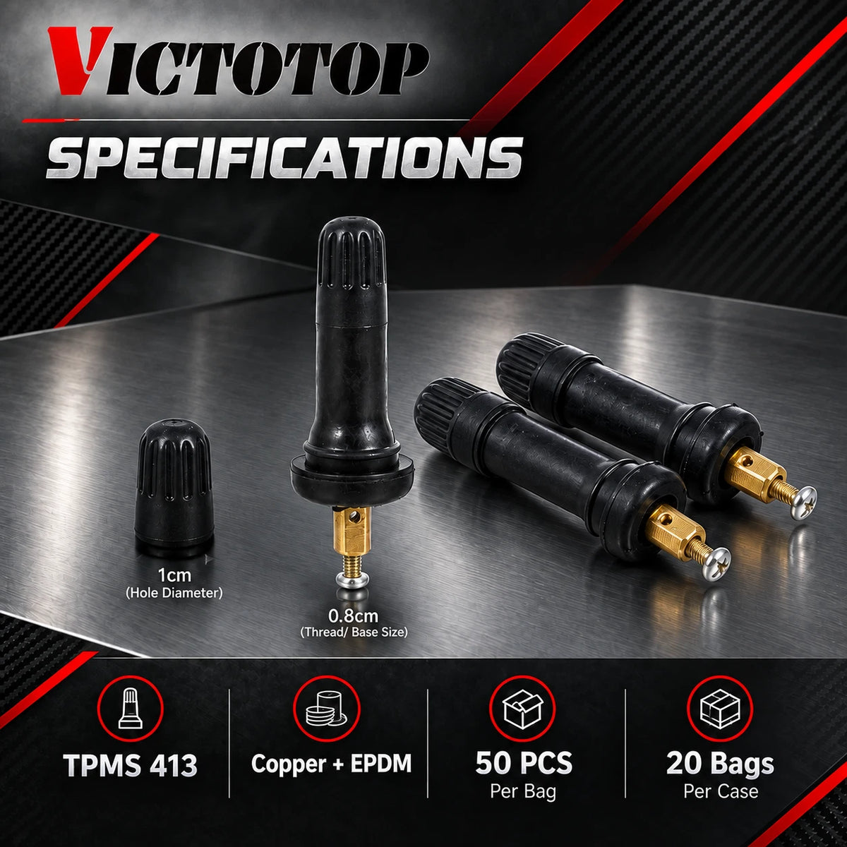 100-1000pcs TPMS Tire Pressure Monitoring System Snap in Sensor Valve Stem TR413 (view 2)