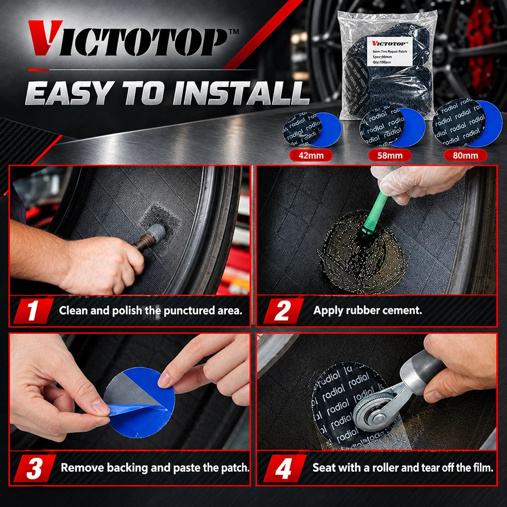 100PCS 1-3/4 Inch 42mm Round Radial Tire Repair Patches Natural Rubber Patch (view 4)