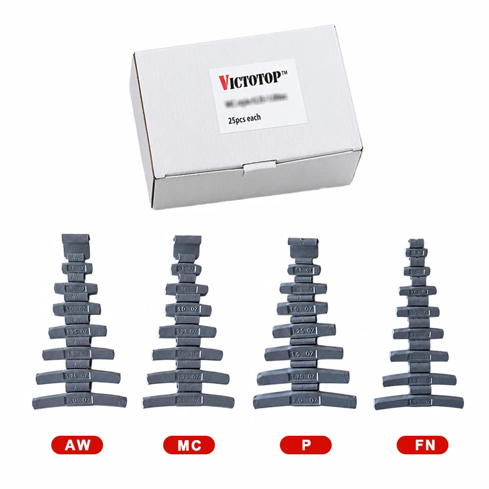100 Pcs ASSORTMENT CLIP-ON WHEEL WEIGHT BALANCE AW STYLE 0.25 0.50 0.75 1.00 oz (view 1)