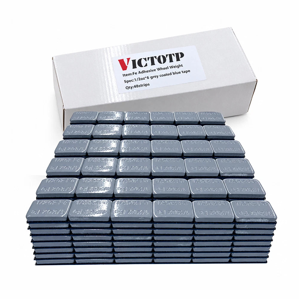1/2oz 288pcs 48strips Steel Adhesive Stick-On Wheel Balance Weights Gray 144oz (view 1)