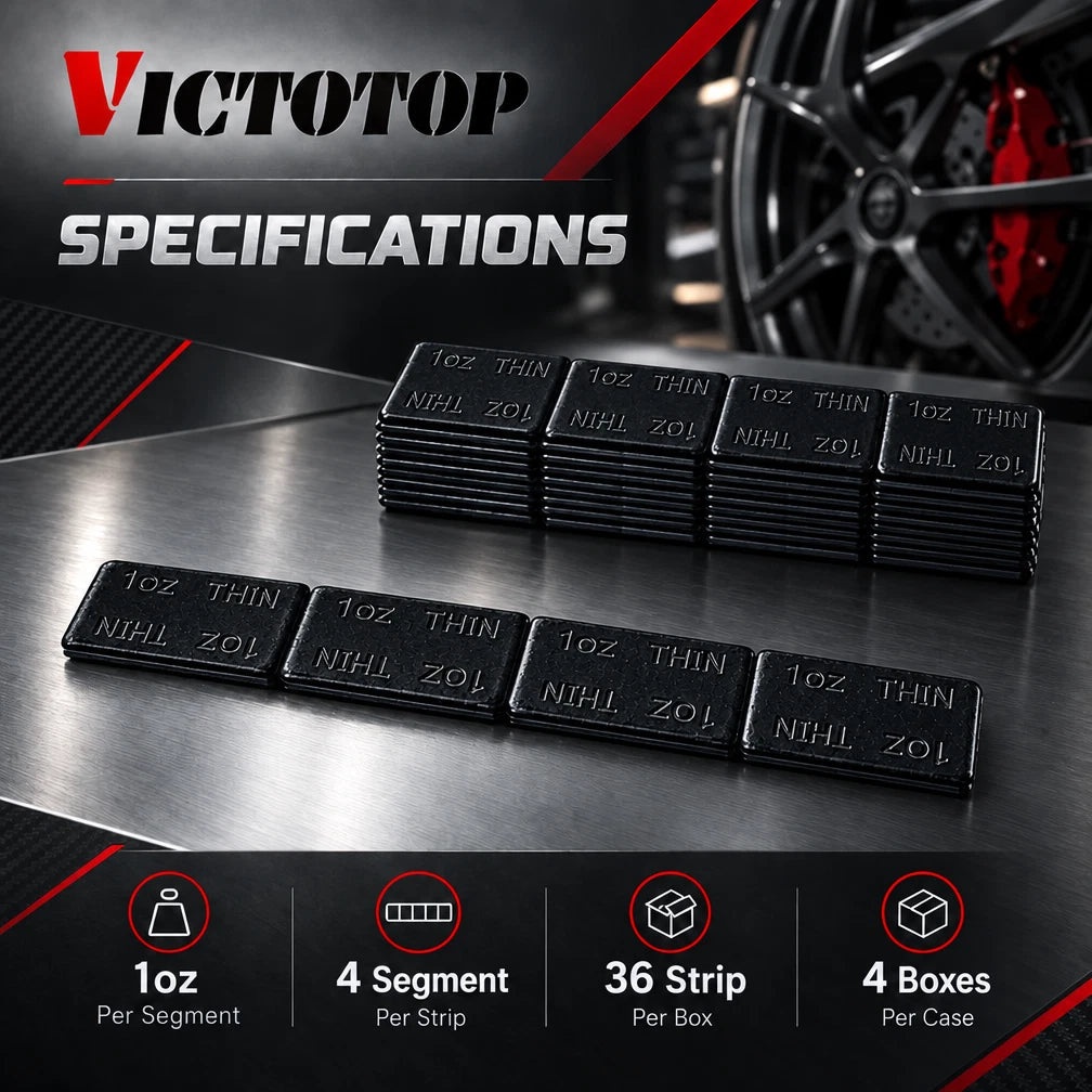 1oz 144pcs 36strips Steel Adhesive Stick-On Wheel Balance Weights Black 144oz (view 2)