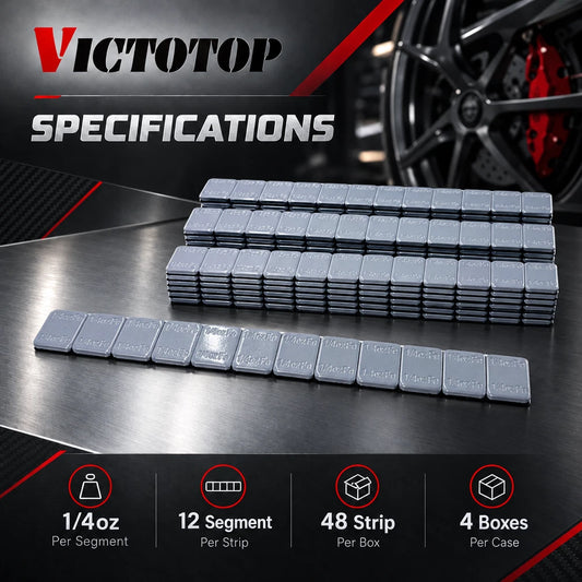 1/4oz 576pcs 48strips Steel Adhesive Stick-On Wheel Balance Weights Gray (view 2)