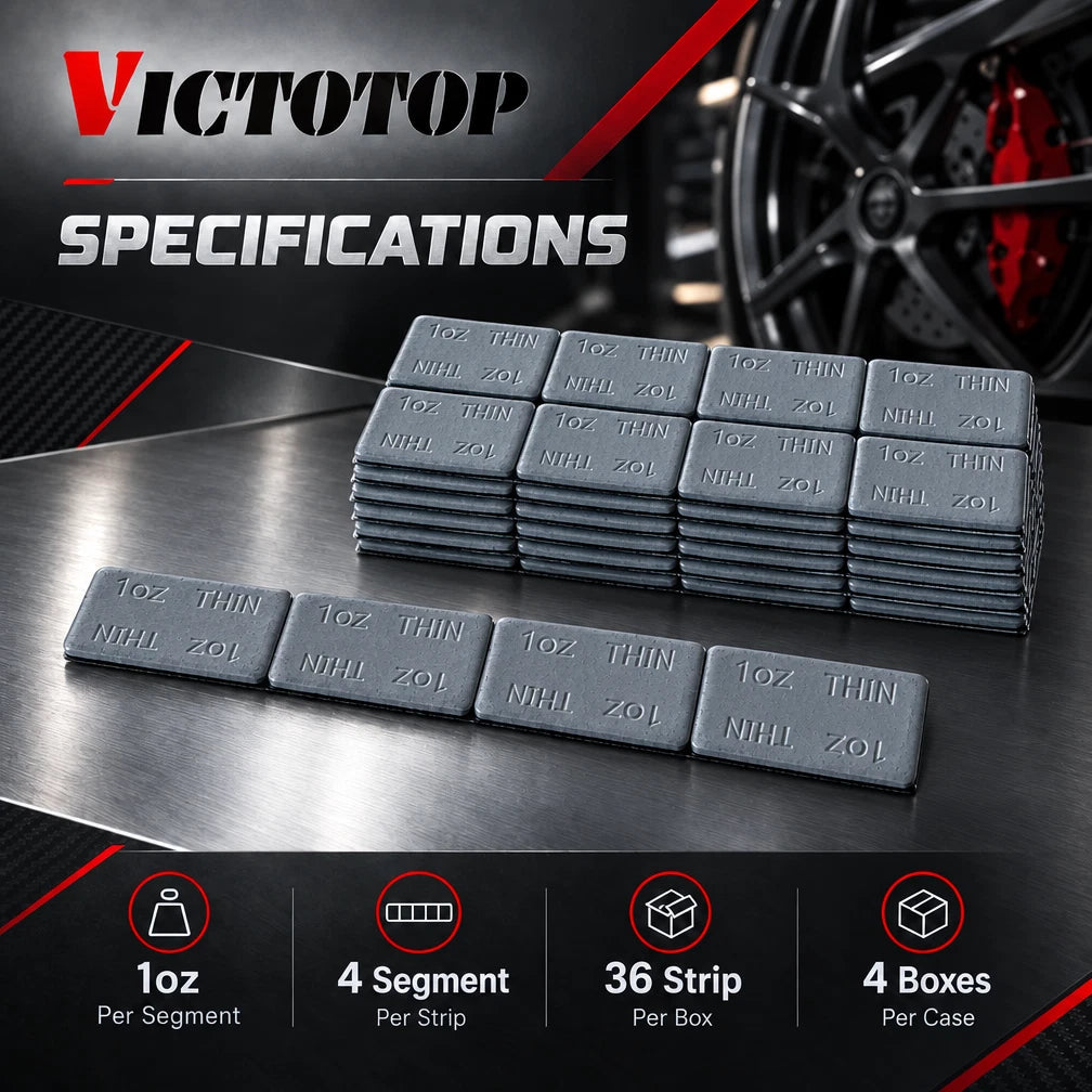 1oz 144pcs 36strips Steel Adhesive Stick-On Wheel Balance Weights Gray 144oz (view 2)