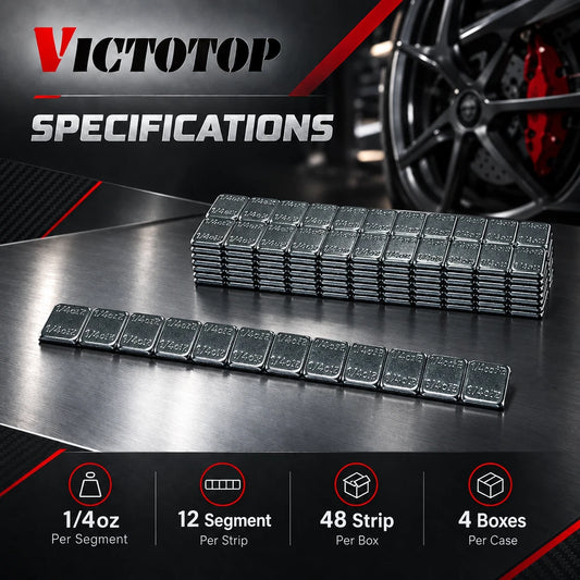 1/4oz 576pcs 48strips Steel Adhesive Stick-On Wheel Balance Weights Silver (view 2)