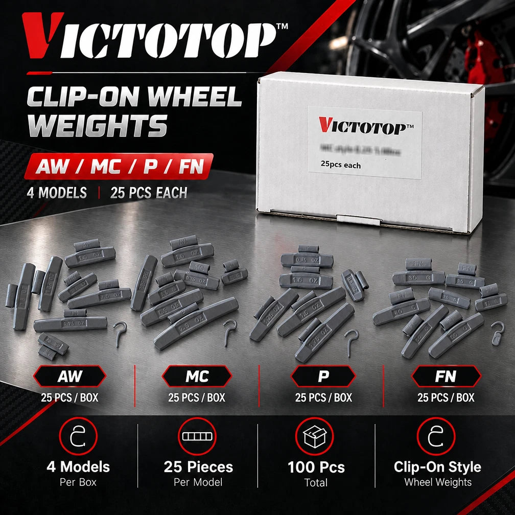 100 Pcs 1.25 1.50 1.75 2oz ASSORTMENT CLIP-ON WHEEL WEIGHT BALANCE AW MC P STYLE (view 2)